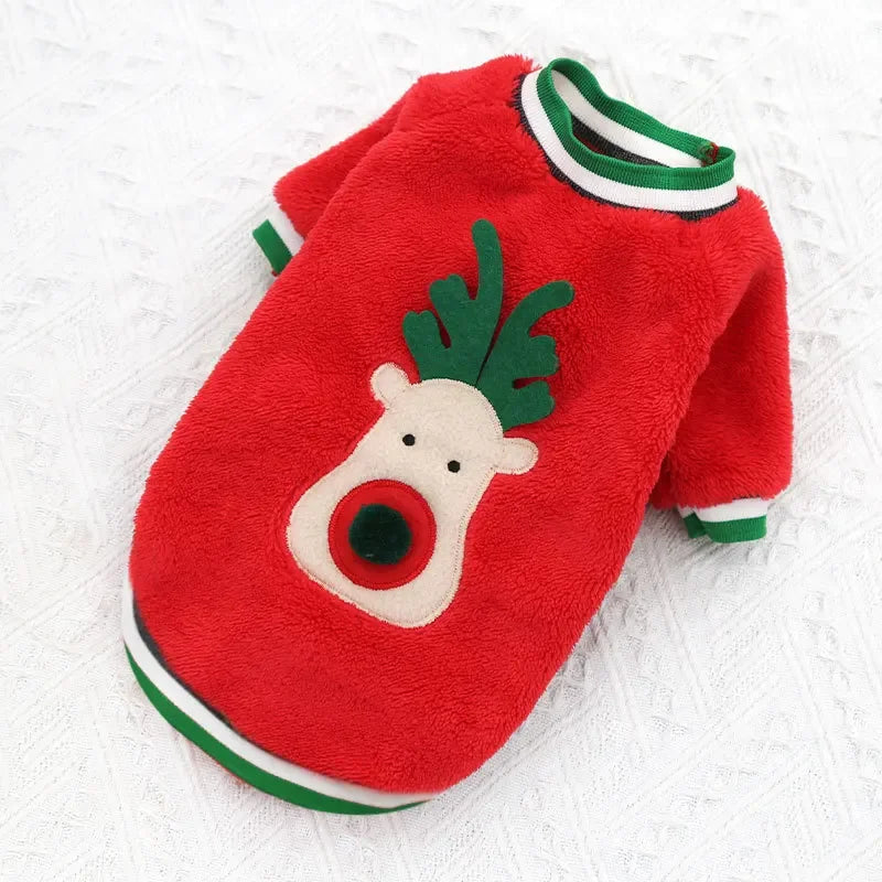 Christmas Dog Clothes – Warm Elk/Santa Hoodie