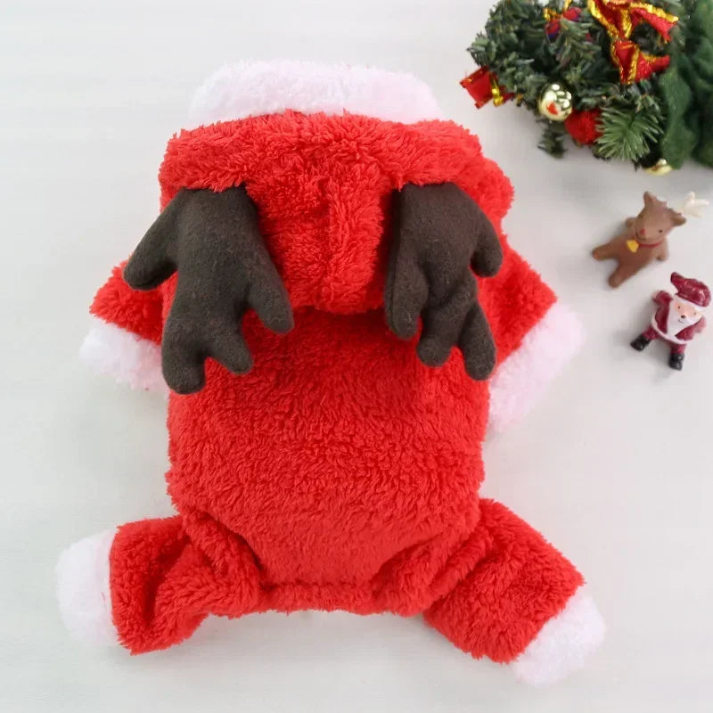 Christmas Dog Clothes – Warm Elk/Santa Hoodie