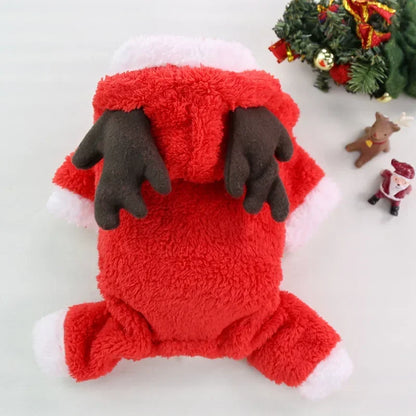 Christmas Dog Clothes – Warm Elk/Santa Hoodie