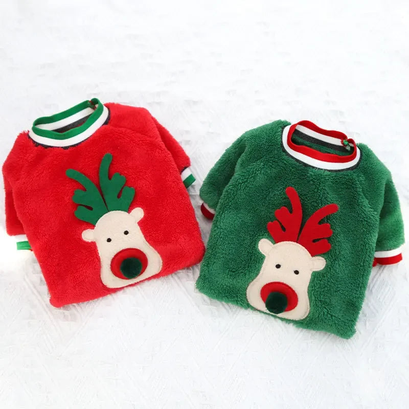 Christmas Dog Clothes – Warm Elk/Santa Hoodie
