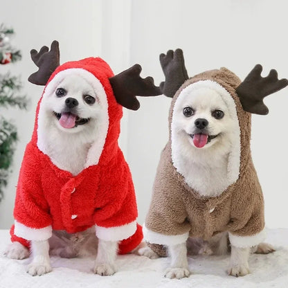 Christmas Dog Clothes – Warm Elk/Santa Hoodie