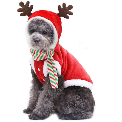 Christmas Dog Clothes – Warm Elk/Santa Hoodie