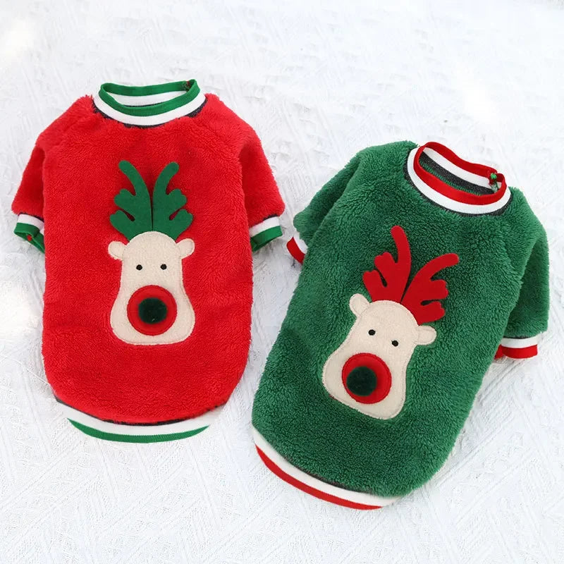 Christmas Dog Clothes – Warm Elk/Santa Hoodie