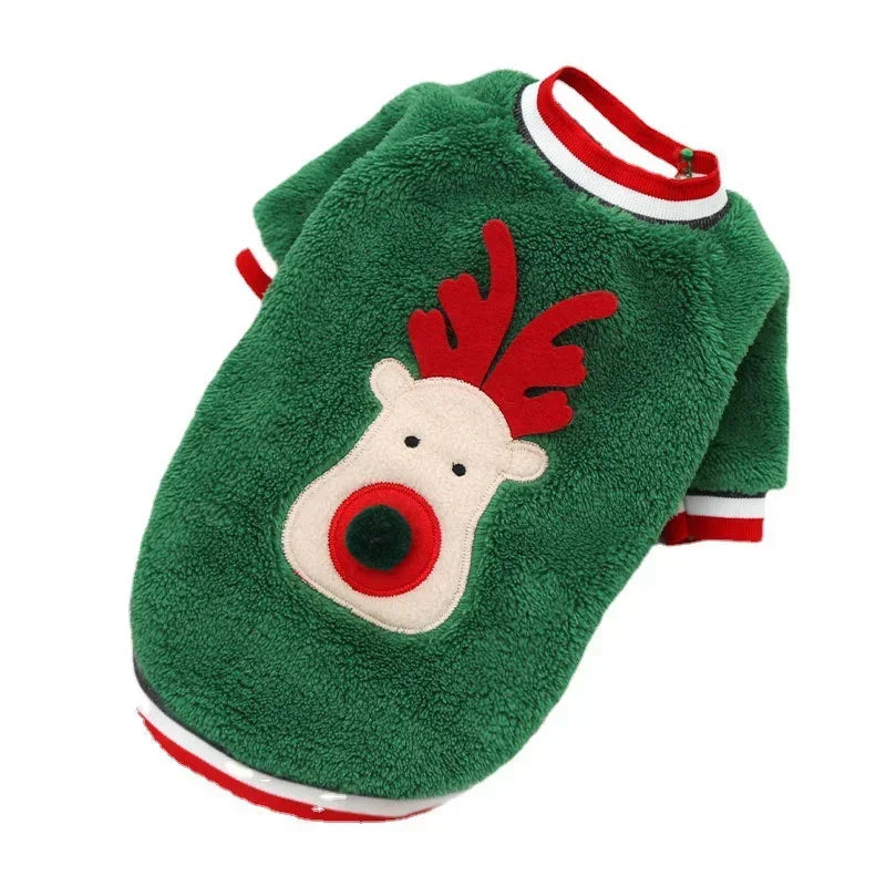 Christmas Dog Clothes – Warm Elk/Santa Hoodie