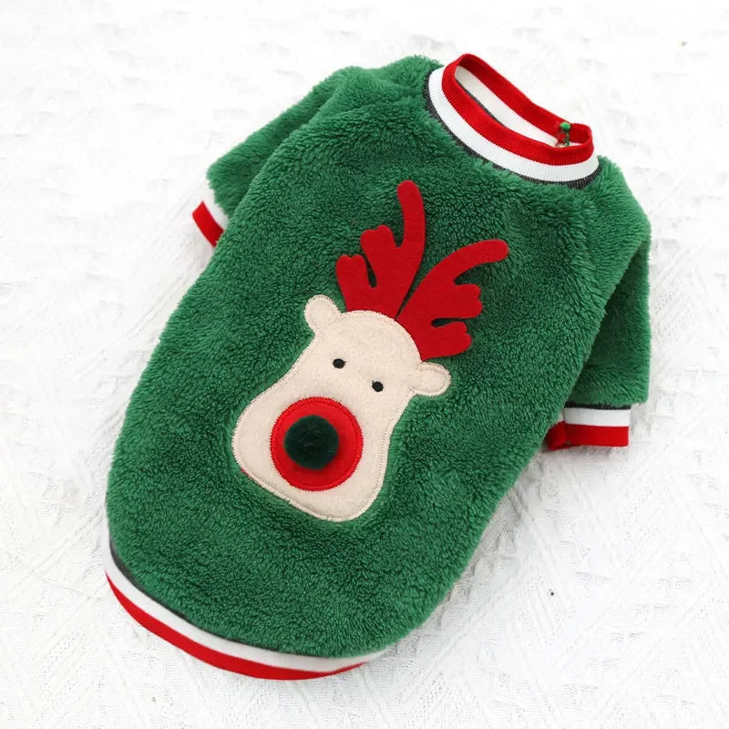 Christmas Dog Clothes – Warm Elk/Santa Hoodie