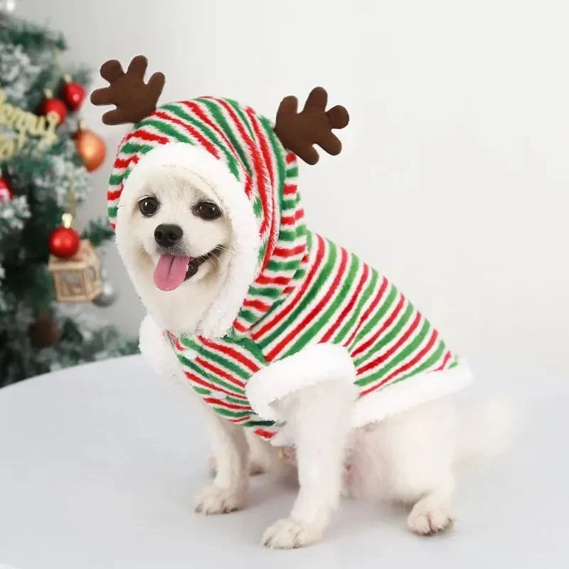 Christmas Dog Clothes – Warm Elk/Santa Hoodie